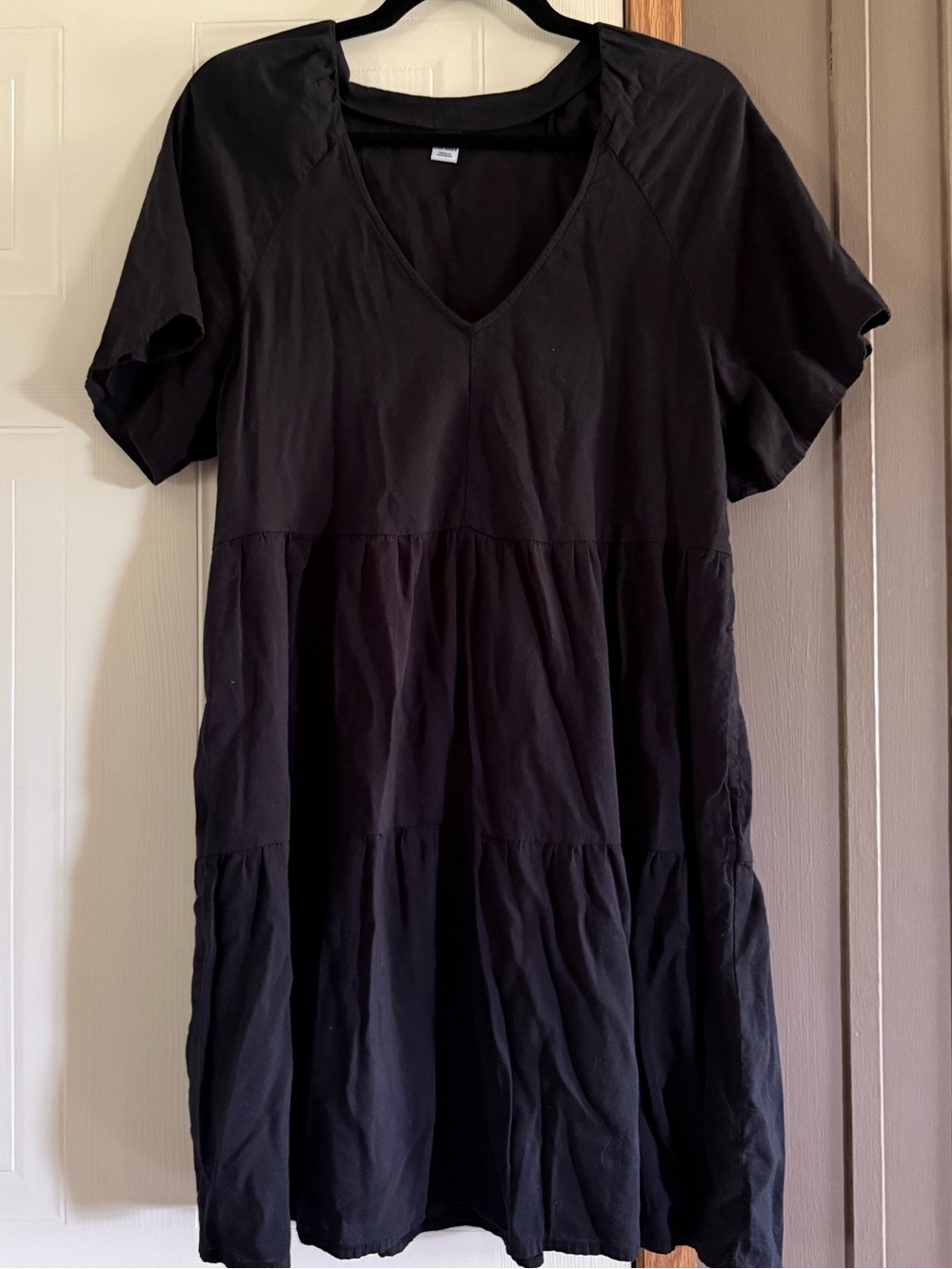 Old Navy Black V-Neck Tiered Mini Dress